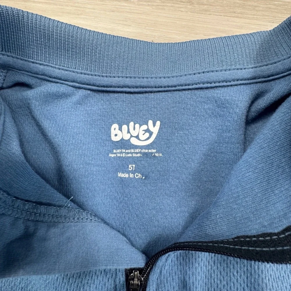 Bluey Toddler Boys Blue Quarter Zip Polo Shirt‎ Size 5T